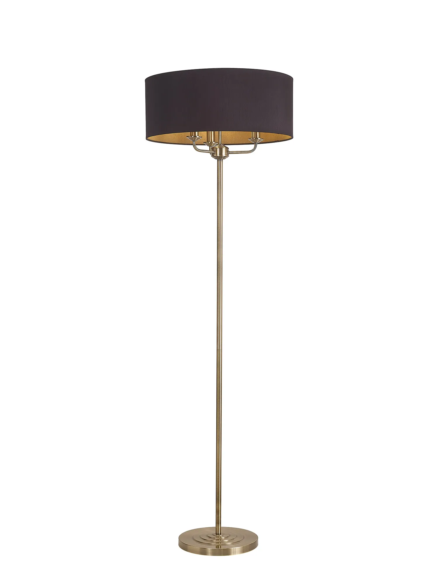 Banyan 45cm 3 Light Floor Lamp Antique Brass; Midnight Black